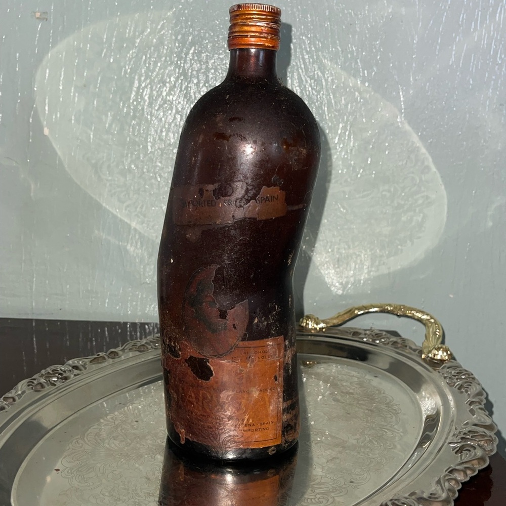 CARAMENA - SPAIN Amber Bottle Port Wine Spain Import Handmade Bend One Of A Kind